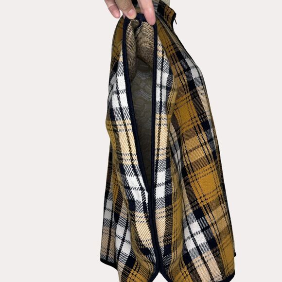 Jones New York Signature Dolman Sleeve Jacket Poncho Plaid Gold S M - Picture 7 of 11